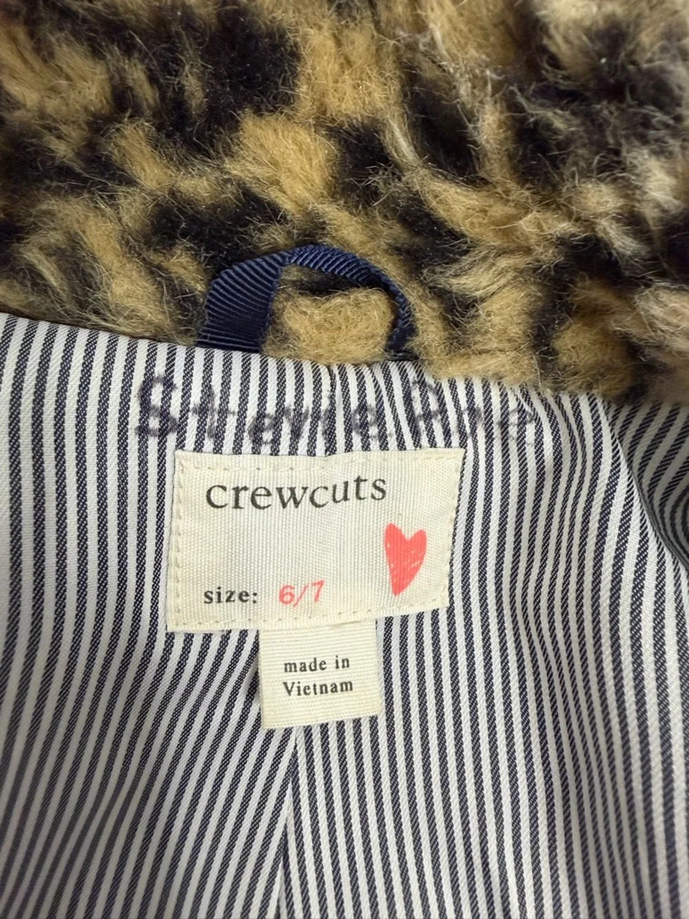 Crewcuts Striped Lined Jacket with Faux Fur Trim girls size 7